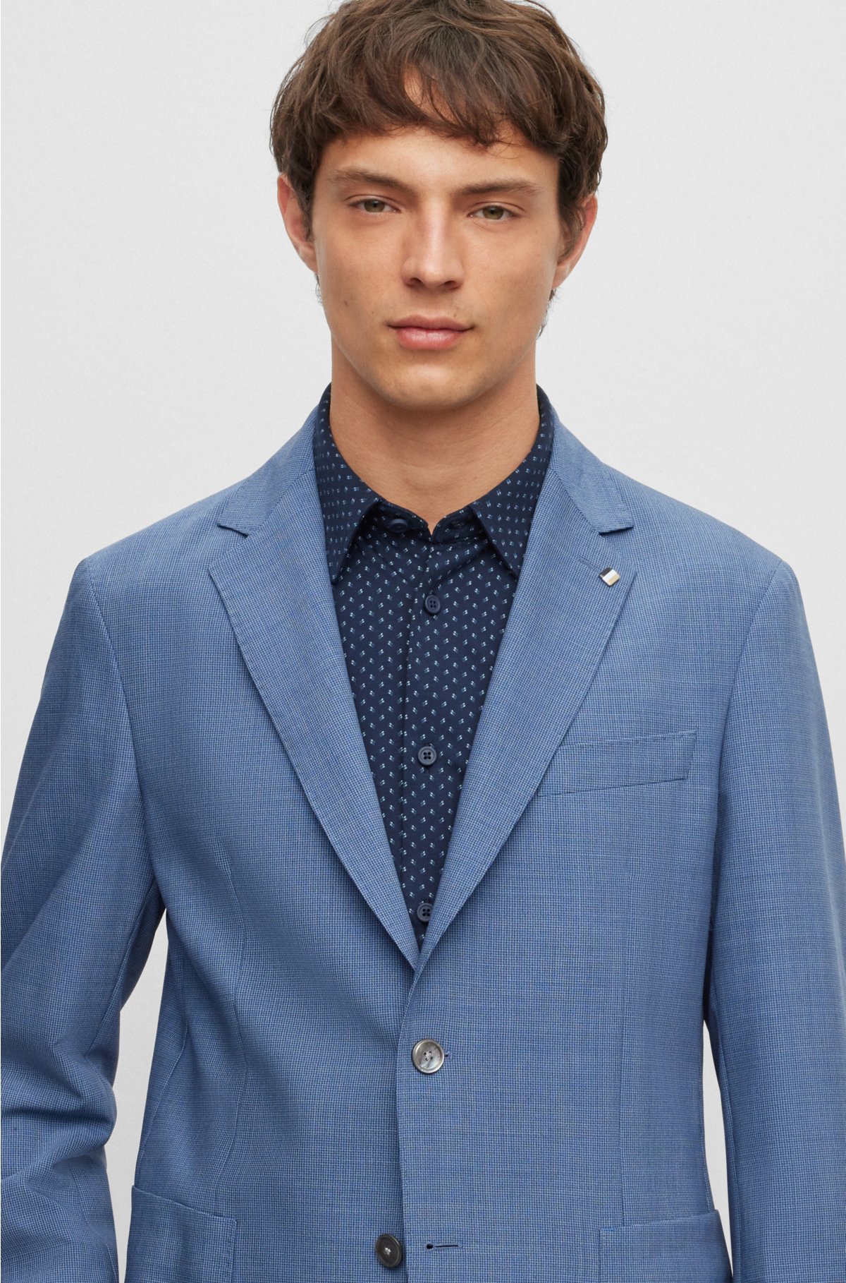 Double-breast sky blue wool jacket w/pockets