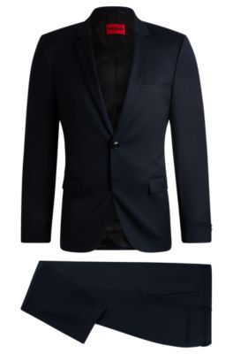 HUGO - Extra-slim-fit suit in wool - Dark Blue