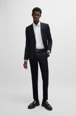 Traje extra slim fit de lana virgen, Azul oscuro