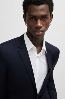 Traje extra slim fit de lana virgen, Azul oscuro