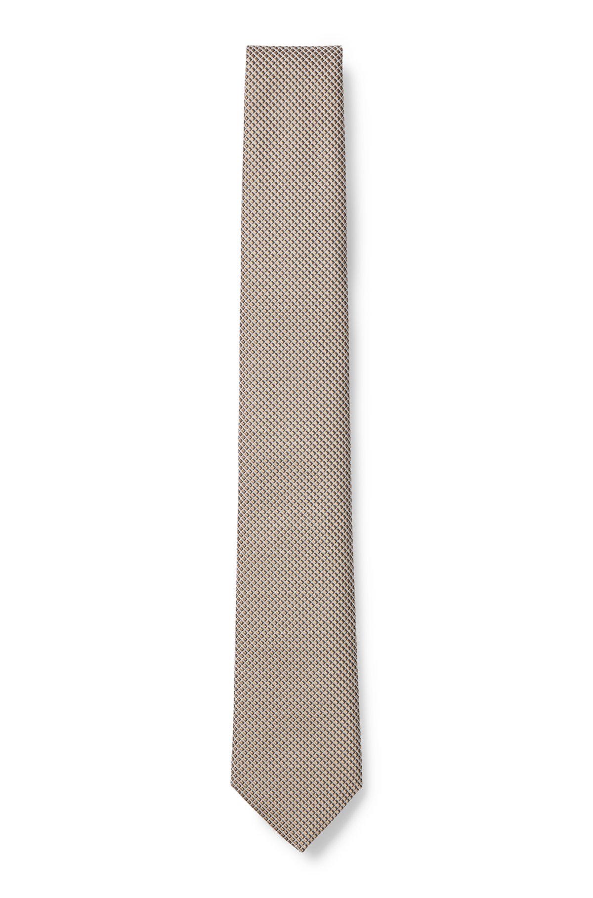 Brown micro-patterned silk tie