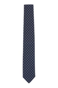 Cravate en tissu recyclé et soie avec motif, Bleu foncé