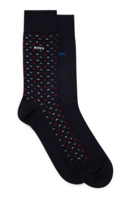 Shop Hugo Boss Two-pack Of Socks In A Cotton Blend In Dark Blue