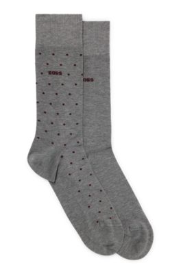 Shop Hugo Boss Two-pack Of Regular-length Socks In Mercerized Fabric In Grey