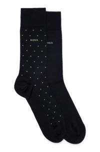 Two-pack of regular-length socks in mercerized fabric, Dark Blue