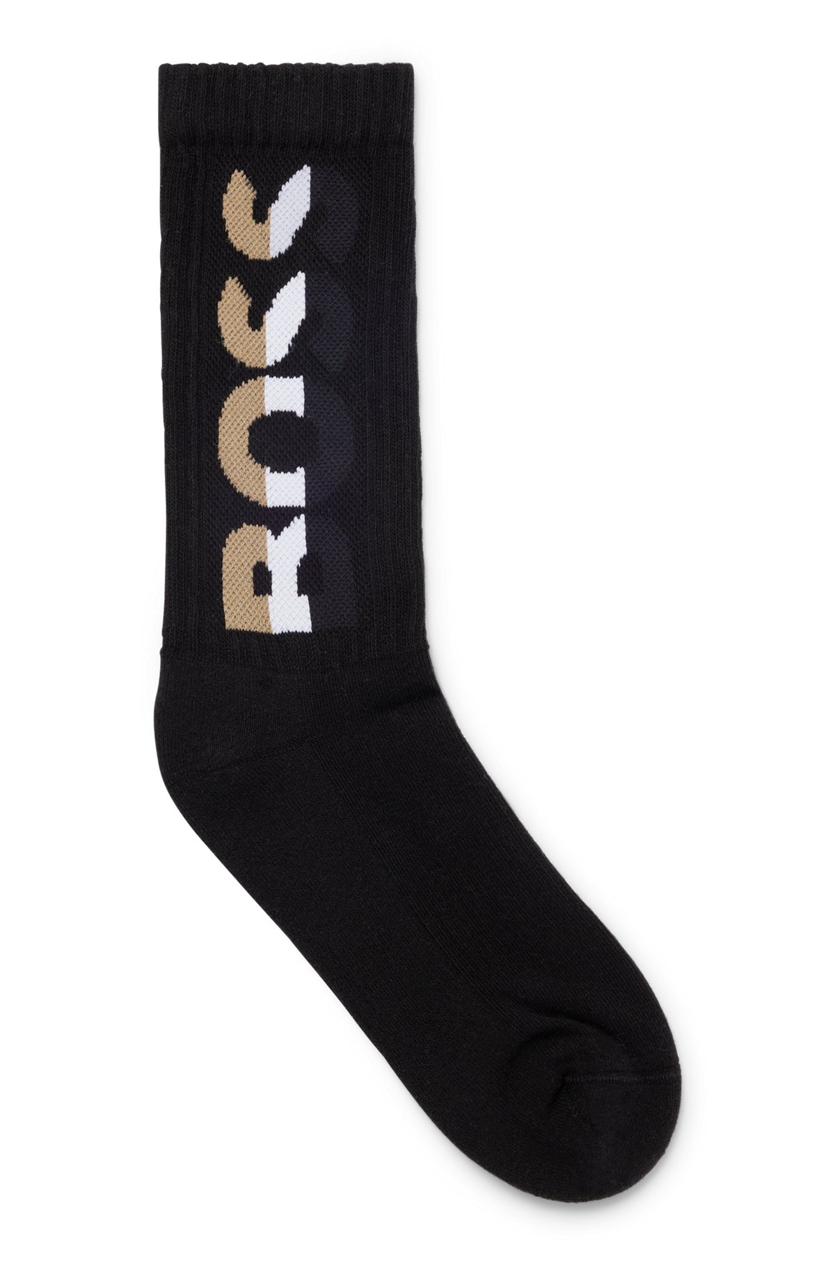 Quarter-length logo socks in a stretch-cotton blend, Black