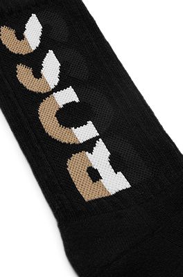 BOSS - Quarter-length logo socks in a stretch-cotton blend