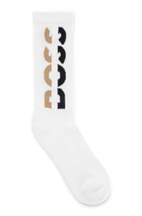 Quarter-length logo socks in a stretch-cotton blend, White