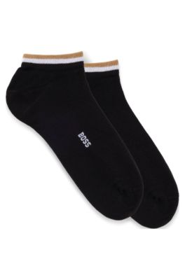 Hugo Boss Two-pack Of Ankle-length Socks With Signature Stripe In Black