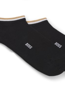  Two-pack of ankle-length socks with signature-stripe cuffs, Black