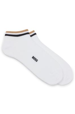 Hugo Boss Two-pack Of Ankle-length Socks With Signature Stripe In White