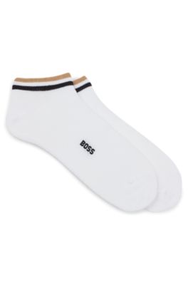 Hugo Boss Two-pack Of Ankle-length Socks With Signature Stripe In White