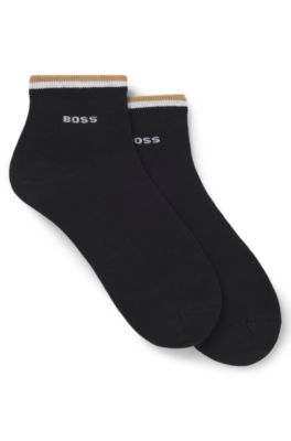Two-pack of short socks with signature-stripe cuffs, Black