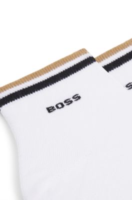 Lot de deux paires de chaussettes &agrave; rayures embl&eacute;matiques au niveau des chevilles, Blanc