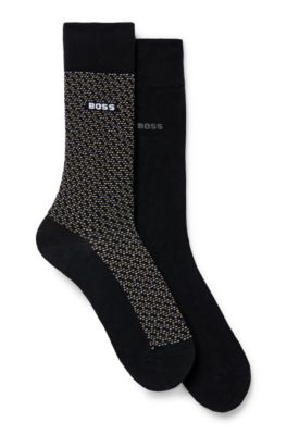 Hugo Boss Two-pack Of Regular-length Cotton-blend Socks In Black