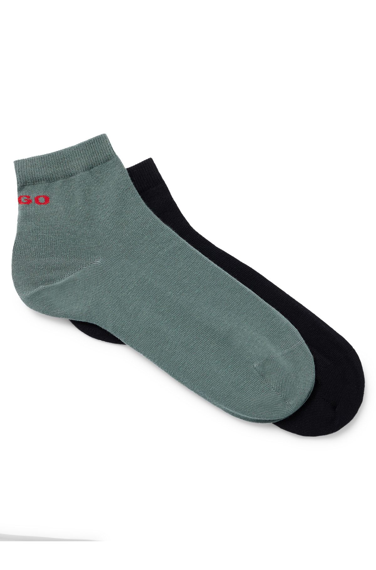 Two-pack of short-length logo socks, Dark Green