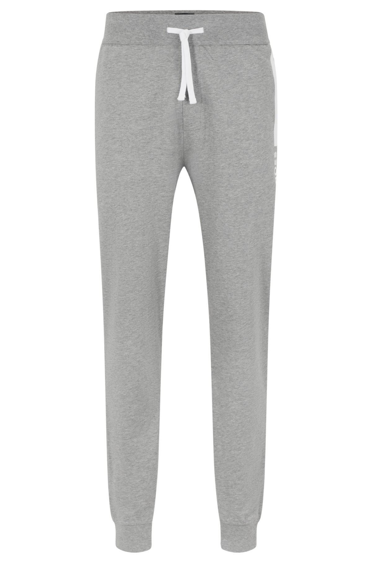 BOSS - Cotton-terry tracksuit bottoms with stripe and logo