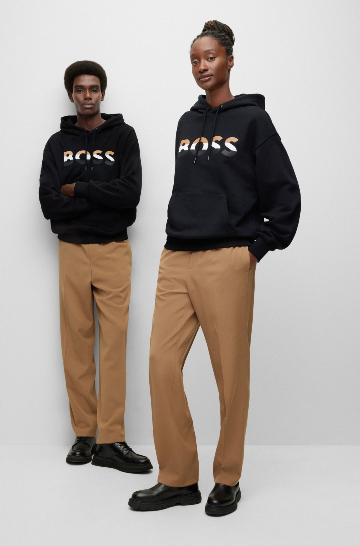 BOSS - Unisex relaxed-fit in cotton hoodie