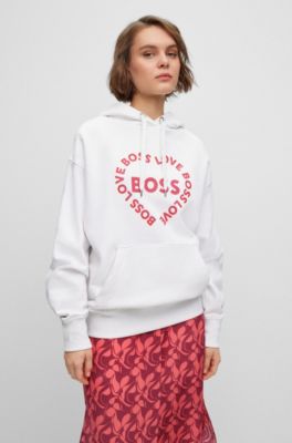 BOSS - Cotton-terry hoodie with Valentine's Day artwork