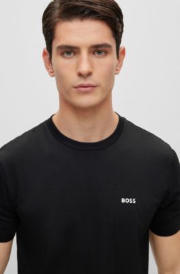 BOSS - Cotton-jersey regular-fit T-shirt with logo prints