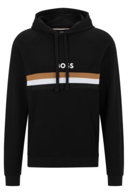 BOSS - Regular-fit hoodie with signature stripe and logo