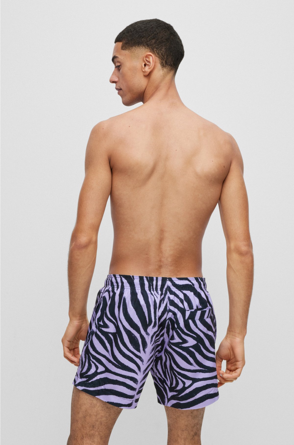 HUGO - Quick-dry animal-print swim shorts