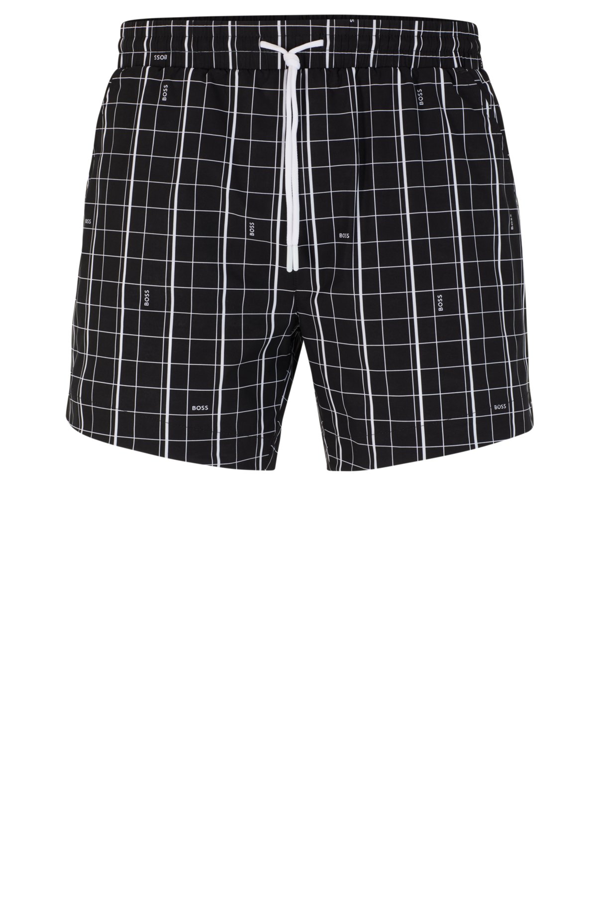 BOSS - Monogram-print swim shorts in quick-drying recycled fabric
