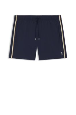 Hugo Boss Swim Shorts With Signature Stripe And Logo In Dark Blue