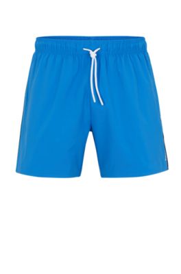 Shop Hugo Boss Swim Shorts With Signature Stripe And Logo In Blue