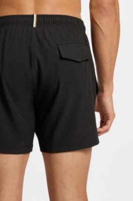 Quick-dry swim shorts with logo detail, Black