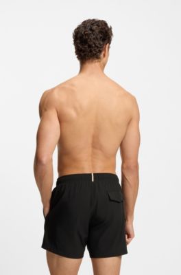 Quick-dry swim shorts with logo detail, Black