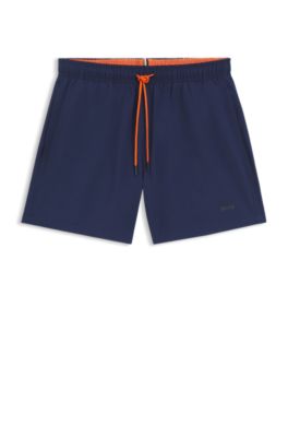 Short de bain &agrave; s&eacute;chage rapide avec d&eacute;tail logo, Bleu fonc&eacute;