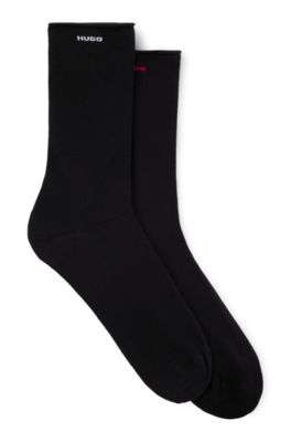 Shop Hugo Two-pack Of Regular-length Socks With Seamless Cuffs In Black