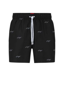 HUGO - Quick-dry swim shorts with handwritten logos