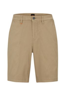 BOSS Tapered fit shorts in a cotton blend Beige