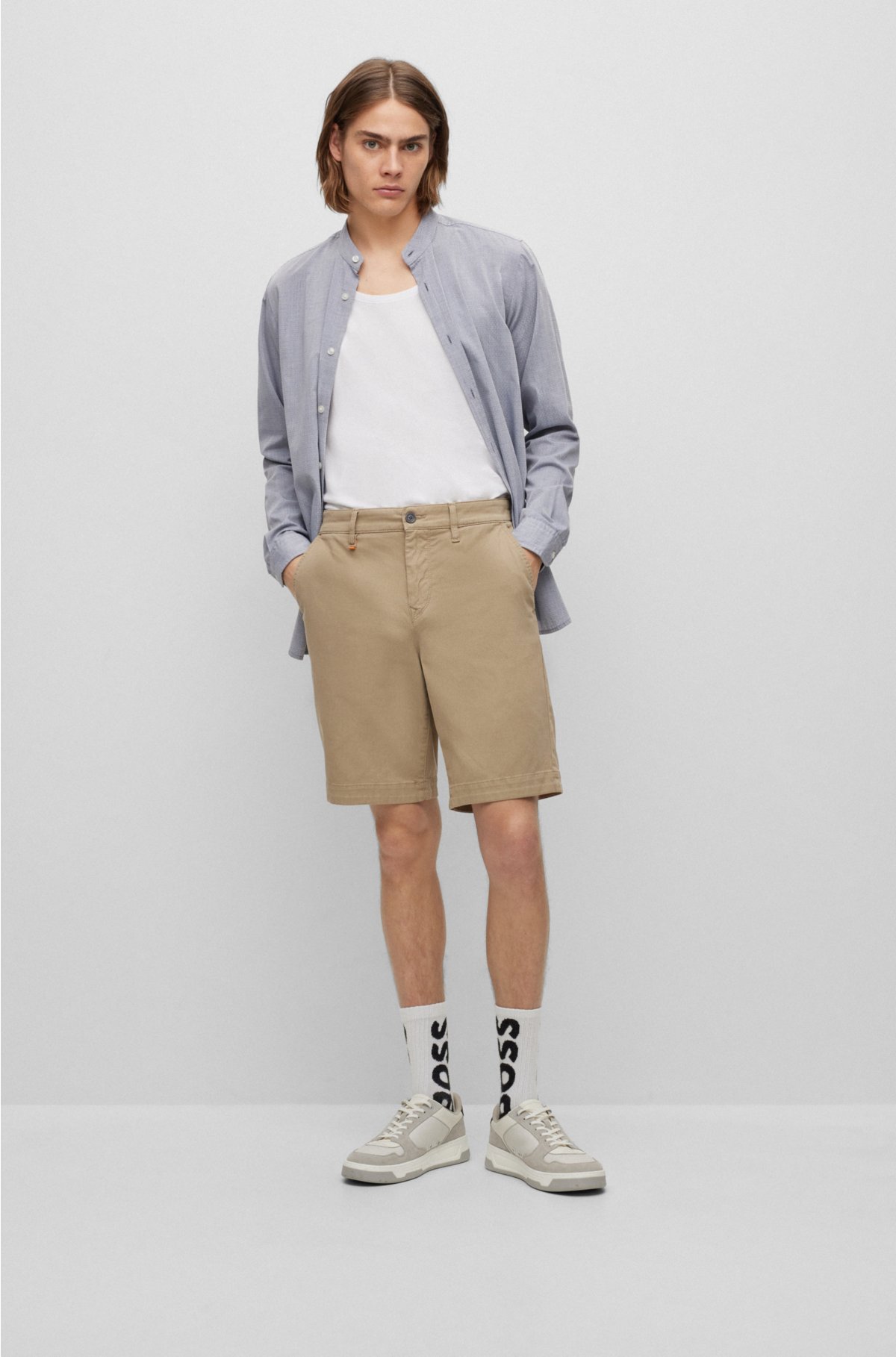 shorts in BOSS - Tapered-fit cotton blend a