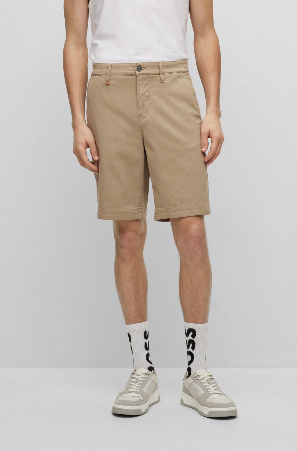 a shorts Tapered-fit BOSS blend - in cotton