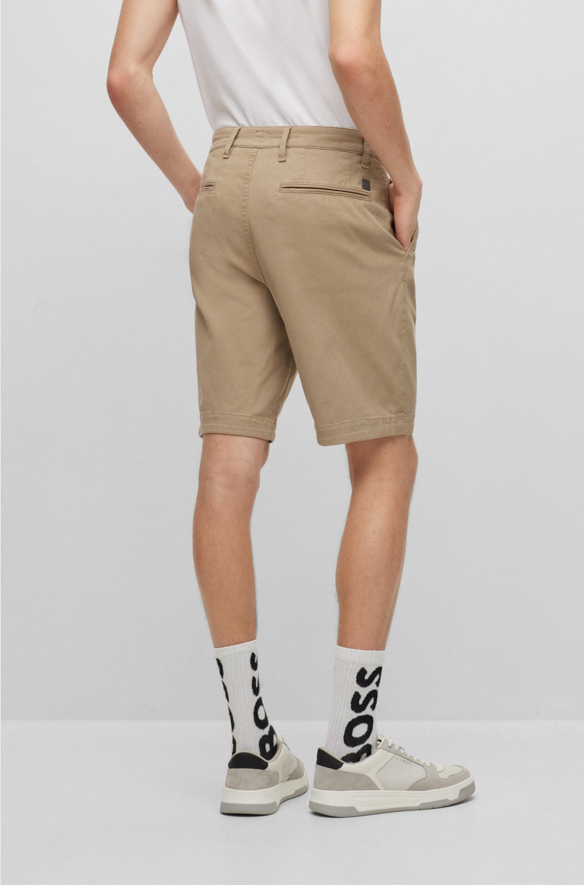 BOSS - Tapered-fit cotton a shorts blend in