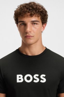 T-shirt en jersey de coton &agrave; logo imprim&eacute;, Noir