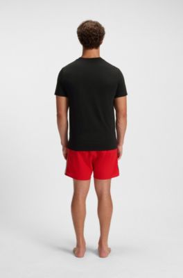 Cotton-jersey T-shirt with logo print, Black
