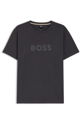 T-shirt en jersey de coton &agrave; logo imprim&eacute;, Gris sombre
