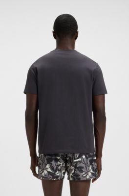 T-shirt en jersey de coton &agrave; logo imprim&eacute;, Gris sombre