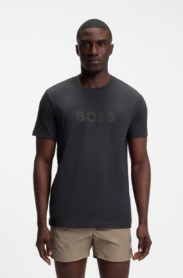 Cotton jersey T-shirt with logo print, Dark Grey