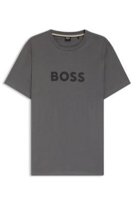 Camiseta de punto de algod&oacute;n con logo estampado, Gris oscuro
