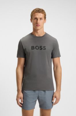 Camiseta de punto de algod&oacute;n con logo estampado, Gris oscuro
