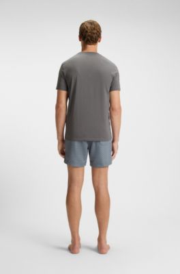 Camiseta de punto de algod&oacute;n con logo estampado, Gris oscuro