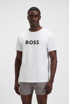 T-shirt en jersey de coton &agrave; logo imprim&eacute;, Blanc