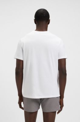 T-shirt en jersey de coton &agrave; logo imprim&eacute;, Blanc