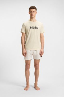 Camiseta de punto de algod&oacute;n con logo estampado, Blanco