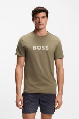 Cotton-jersey T-shirt with logo print, Light Brown
